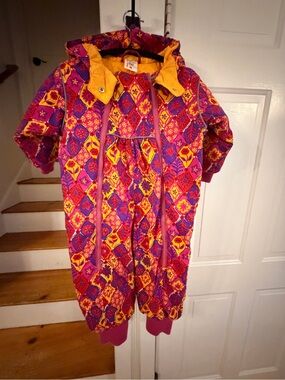 Hanna Andersson Quilted One-Piece Snowsuit - Pink & Yellow Floral 3T-NWOT